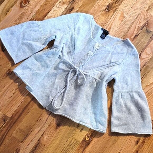 Sarah Spencer Wool/Angora Blend Bell Sleeve Cardigan Large - Picture 2 of 8